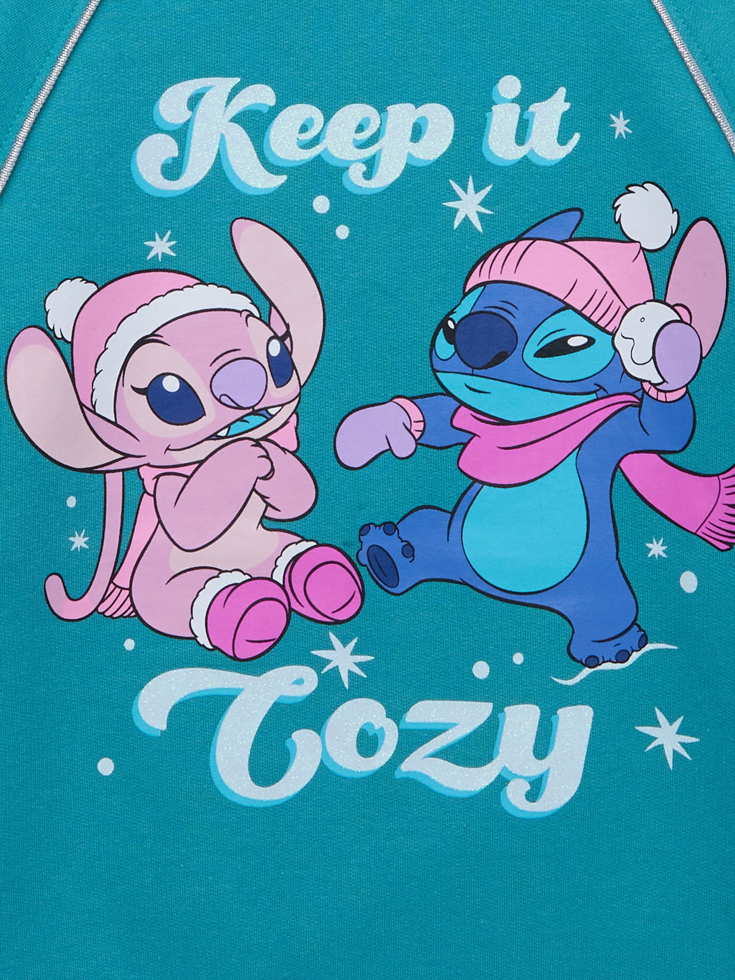Disney Stitch and Angel Keep It Cozy Girls Pullover Fleece Sweatshirt, Sizes 4-16