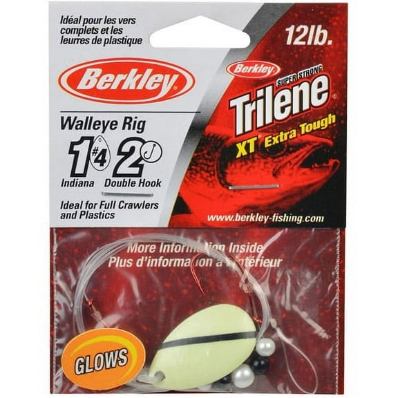Berkley Walleye Mono Rig, Glow/Black Stripe Indiana Blade, 4