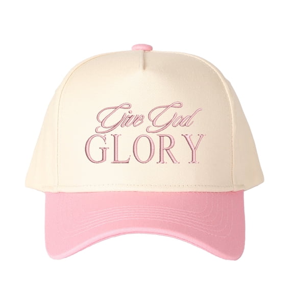 Give God GLORY Letter Embroidered Color Block Trucker Hat Unisex Adjustable Cotton Breathable Fashion Cap for Travel Daily Wear