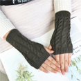 thumbnail image 2 of vnanda Soft Gloves Winter Gloves 1 Pair Crochet Knitting Mittens for Women Warm Half Fingers Solid Color Elastic Anti-slip Gloves with Twist Pattern Unisex, 2 of 8