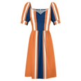 thumbnail image 5 of Robe Longue à Rayures Verticales Orange Blanc & Marine Robe de Bal Robes de Danse, 5 of 5