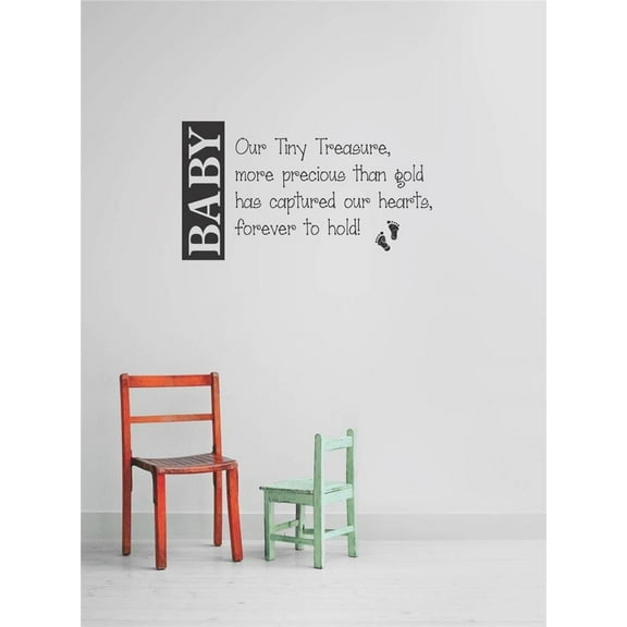Decals & Stickers : Baby Our Tiny Treasure, More Precious Than Gold Has Captured Our Hearts, Forever To Hold! Footprints Quote 15x30