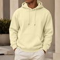 thumbnail image 2 of UDAUDU Mens Fleece Hoodie Long Sleeves Casual Pullover Drawstring Hooded Sweatshirt with Kangaroo Pocket Cozy Basic Hoodies for Men Beige S, 2 of 9