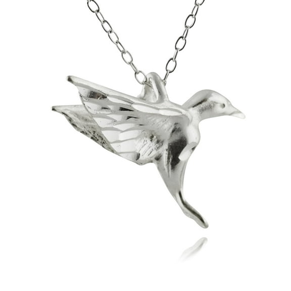 Sterling Silver Hummingbird Pendant Necklace, 18"