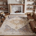 thumbnail image 2 of SIXHOME 3'x5' Area Rug Washable Retro Living Room Bedroom Kitchen Carpet Soft Medallion Distressed Indoor Rug Vintage Orange, 2 of 7