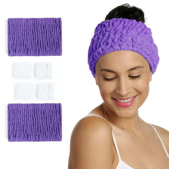 Turbie Twist 2 Headbands & 4 Wristbands Set – Cotton, Extra-Wide, All Hair Types, Passion Flower