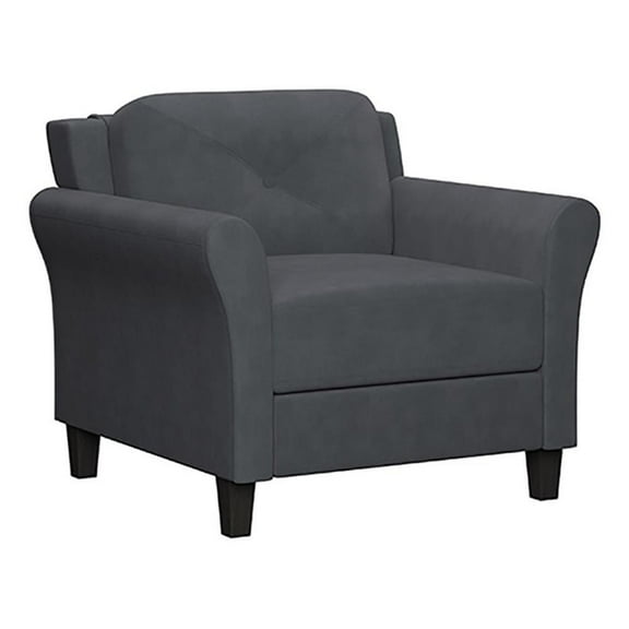 Hawthorne Collections Rolled Arm Contemporary Microfiber/Wood Chair in Dark Gray