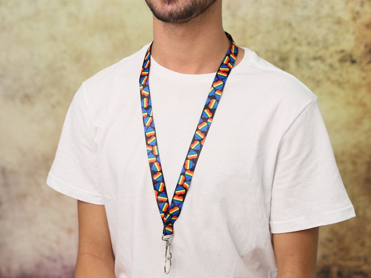 Bulk Rainbow Flag Heart Gay Pride Lanyards (25 Lanyards)