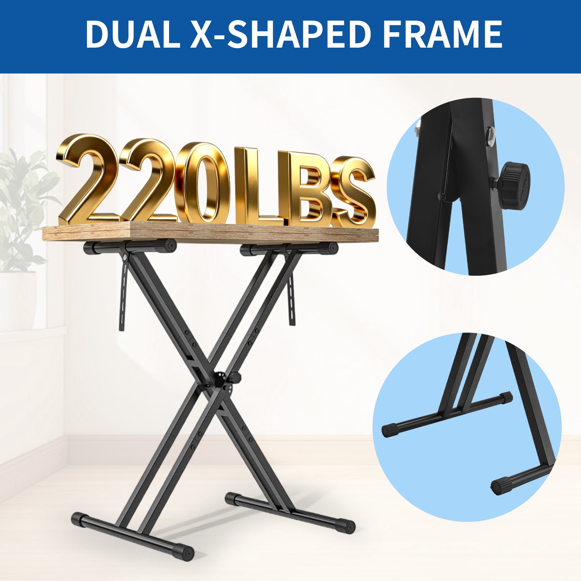 Olakula Heavy-Duty Dual X Keyboard Stand - 7-Step Height, for 57/61/88 Key Piano, DJ, Stage & Studio Use