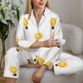 thumbnail image 6 of Pajama Sets for Women 2 Pcs, white Light Bulbs Pattern Button Down Long Sleeve Sleepwear Lounge PJ Sets, 6 of 6