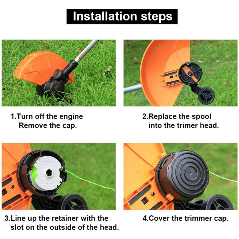 Eyolotyi Trimmer Replacement Spools for Worx Wa0014 Wg168 Wg184 Wg190 Wg191 Weed Eater String Edger Spool Line Refills Parts Auto-Feed 20ft 0.080