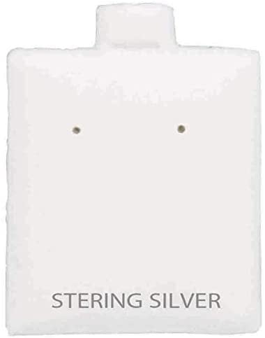 100 White Sterling Silver Earring Cards 1 1/2" x 1 1/2" 