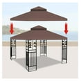 thumbnail image 3 of 10x10 Ft Gazebo Replacement Canopy Top - Double Tiered Outdoor Patio Shade Cover - UV Resistant Polyester Canopy - Brown, 3 of 7