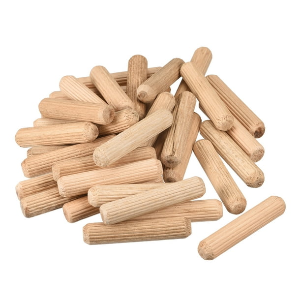 Wooden Dowel Pins 50 Pack 10x50mm Fluted Beveled Ends Wood Dowel Pegs