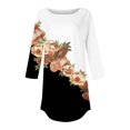 thumbnail image 4 of 3/4 Length Sleeve Womens Tops 2025 Spring Neck Casual Print Tunic T Shirts Three Quarter Length Womens Tops, 4 of 5