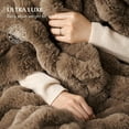 thumbnail image 3 of EverGrace Ultra Soft Luxury Fluffy Faux Rabbit Fur Throw Blanket, Thick Warm Bubble Throw for Bed, Cozy Plush Reversible Blankets for Couch, Chair, Sofa, Natural Tan, 90x90 Inches, 3 of 8