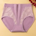 thumbnail image 2 of Riecok Women Underwear Brief Seamless High Waist Stretch Plus Size Breathable Comfortable Underwear Panties Purple XXXL, 2 of 7