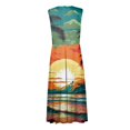 thumbnail image 4 of Robes d'Été pour Femmes Colorées, Fluides, Décontractées, Sans Manches, Robes Maxi, Tenue de Plage Hawaïenne avec Encolure en V, 4 of 5
