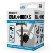 Easy To Use Products Mobility Dual Hooks, Bag or Cane Holder for Walkers and Wheelchairs, Black ABS