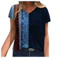 thumbnail image 3 of Hauts d'Été pour Femmes 2023 Mode Femme Décontractée Blouse à Col en V Imprimée T-Shirt à Manches Courtes Hauts d'Été, 3 of 5