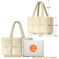 thumbnail image 5 of Kwuty Puffer Tote Bag for Women, Large Quilted Puffy Handbag Lightweight Satchel Purse with Cup Holder & Compartment, 5 of 9