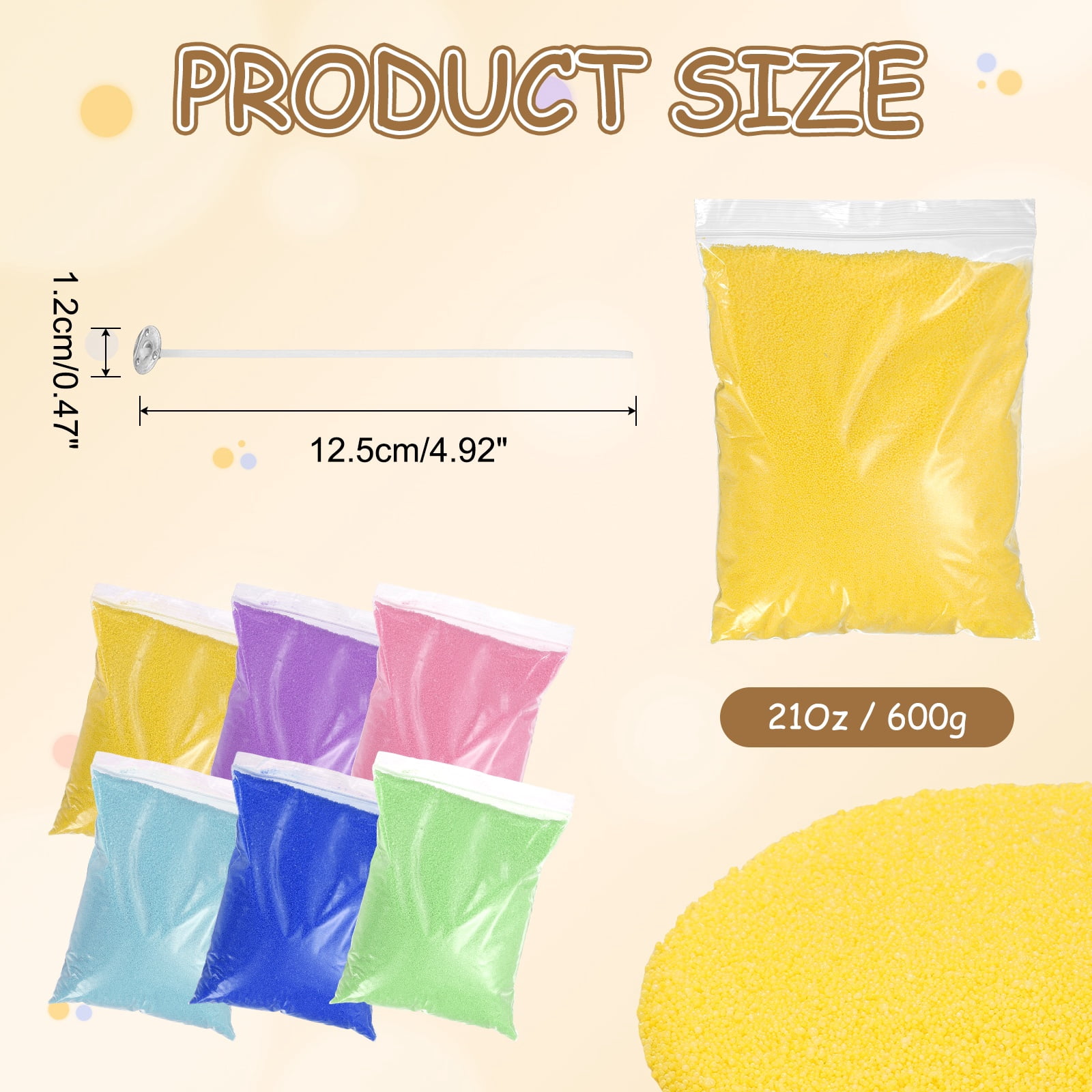 Pearled Sand Candles with 50 Pcs Wicks 21Oz / 600g Candle Beads Refillable Powder Sand Wax Making Kit for Thanksgiving Christmas Wedding Party DIY Home Crafts, Yellow