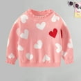 thumbnail image 4 of Plebaso Toddler Baby Girls Boys Valentine's Day Sweater Long Sleeve Ruffled Crew Neck Knit Tops Baby Fall Winter, 4 of 5