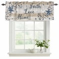 thumbnail image 2 of Vintage Country Valances for Windows, Decorative Rod Pocket Window Valance Curtains, Blue Rustic Texas Star Vines Wooden Grain Short Curtain Drapes for Kitchen/Living Room, 2 Panels, 60" W x 18" L, 2 of 8