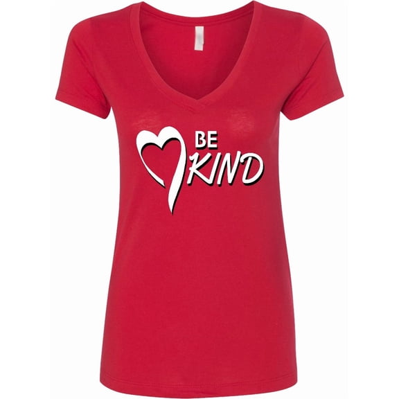 Inktastic Be Kind with Heart Ribbon in White Text Women's V-Neck T-Shirt