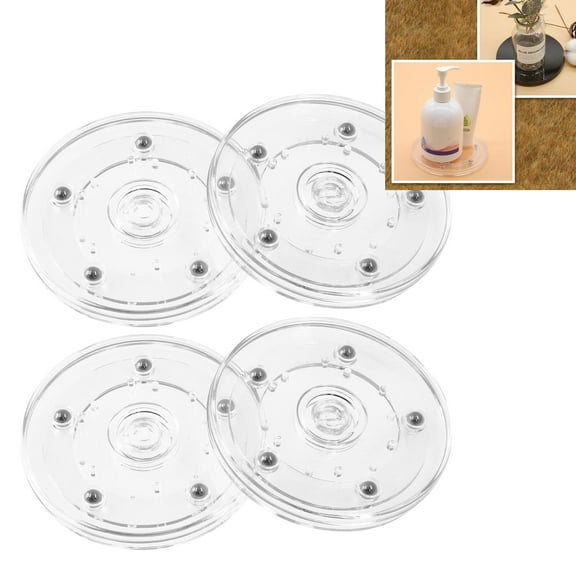 Artrylin 4 Pack 4 inch Lazy Susan Turntable Acrylic Ball Bearing Rotating Tray for Spice Rack Table Cake Kitchen Pantry Decorating TV Laptop Computer Monitor