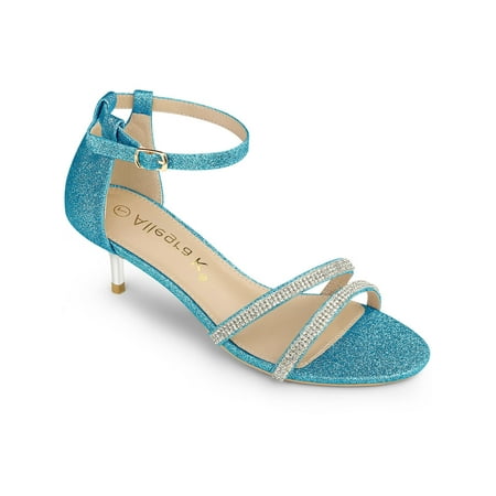 Image of Allegra K Women s Glitter Ankle Strap Stiletto Heel Sandals
