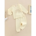 thumbnail image 3 of Bagilaanoe 2Pcs Newborn Baby Girl Long Pants Set Rainbow Embroidery Long Sleeve Sweatshirt Pullover Tops+ Trousers 3M 6M 12M 18M 24M Infant Fall Casual Sweatsuit, 3 of 8