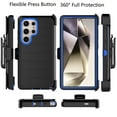 thumbnail image 4 of Takfox Samsung Galaxy S24 Ultra Case with Belt Clip Holster Protector Military Grade Heavy Duty 3 in 1 Shockproof Armor Rugged Durable Detachable for Galaxy S24 Ultra 6.8" Phone - Black/Blue, 4 of 10