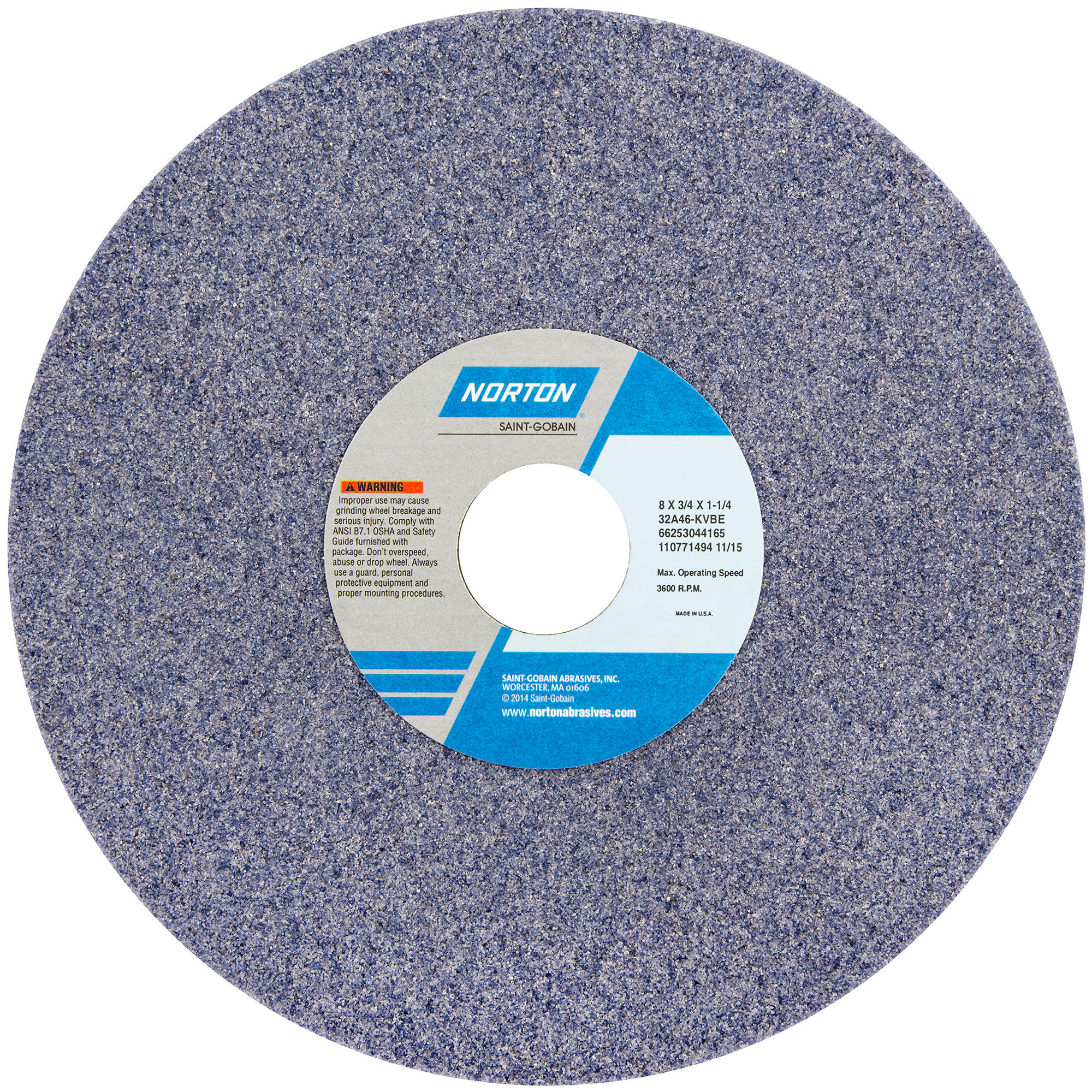 Saint Gobain 66253044173 Grinding Wheel, T1, 8x3/4x11/4, AO, 60G
