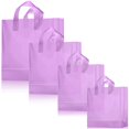 thumbnail image 1 of Bolsas de regalo Weewooday de plástico esmerilado con asas, 100 unidades, color morado, 1 of 7