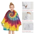 thumbnail image 6 of Colorful Rainbow Tie Dye Spiral Pattern Blanket Hoodies for Kids 6-13YR Oversize Wearable Blanket Hoodies for Boys Girls Teens, 6 of 7