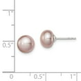 thumbnail image 2 of FB Jewels Sterling Silver 7-8mm Purple FW Cultured Button Pearl Stud Earrings, 2 of 2