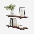 thumbnail image 4 of Rustic Floating Wall Shelves, Premium Solid Natural Wood with Industrial Pipe Brackets, Set of 2, Made in USA (Provincial, 24Wx6D), 4 of 9