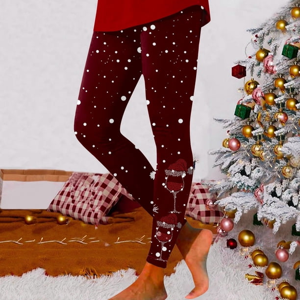 WILLBEST Leggings con Estampado Navideño para Mujer, Pantalones de Yoga de Cintura Alta para Fitness, Entrenamiento, Correr, Cómodos, Elásticos Y Suaves, Ropa Deportiva 2407 Extra Grande
