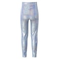 thumbnail image 2 of Alvivi Girls Kids Metallic Active Dance Leggings Shiny Sparkly Stretch Ankle Length Tights Pants Blue 9-10, 2 of 7