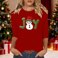 thumbnail image 3 of asdoklhq Sweatshirts Ladies' Christmas Round Neck 3/4 Sleeve T-shirt Shirt Red 3X, 3 of 5