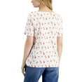 thumbnail image 3 of Charter Club Womens Boat Neckline Short Sleeve Cotton Printed Top Bright White Print Combo M, 3 of 3