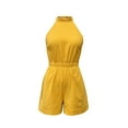 thumbnail image 4 of Noarlalf Jumpsuits for Women Casual Women's Halter Waist Sexy Backless Slim Solid Color Sleeveless Romper Yellow M, 4 of 7