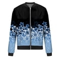 thumbnail image 4 of Women's Floral Print Bomber Jacket Casual Lightweight Zip-Up Coat with Pockets Stylish Spring Fall Outerwear, 4 of 5