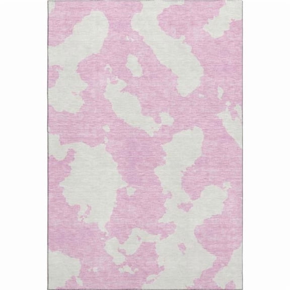 HomeRoots 677050 8 x 10 ft. Pink & Ivory Abstract Transitional Washable Machine Made Rectangle Area Rug with UV Protection