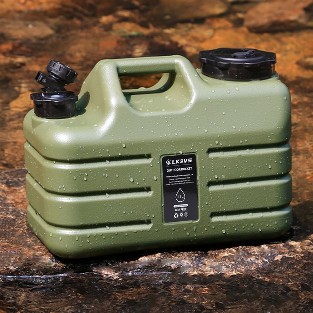 Yucurem 3 Gallon Water Container with Spigot, No Leakage Camping Water Jug, Portable Water Storage Tank for Emergency Outdoors Camping Hiking Picnic, Green