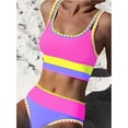 thumbnail image 4 of YYYMEIII Bikini Set 3 Piece Swimsuits For Women Swimsuit With Skirt Women's Tankini Bathing Suits Graphic Swim Tank Top With Boyshorts Ladies Swimwear XL Pink, 4 of 7
