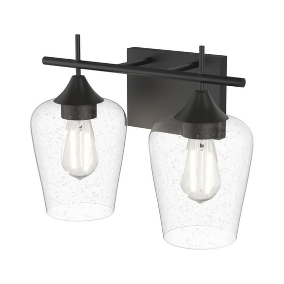 Topbuy Applique de Meuble-Lavabo à 2 Lumières Noir Mat Clair à Armatures en Verre pour Salle de Bain