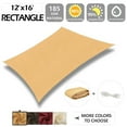 thumbnail image 2 of IC ICLOVER 12' x 16' Waterproof Sun Shade Sail Rectangle Canopy Awning Shelter Polyester Fabric Cloth for Patio Yard Deck Pergola Outdoor Sun Sail Shade 98% UV Block Sunshade - Sand, 2 of 8