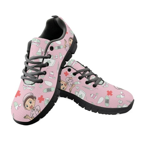 

Summer Lace Up Sport Jogging Running Shoes For Women Nurse Walk Casual Shoes Doctor Print Mesh Ladies Sneakers Womens Flats 2023